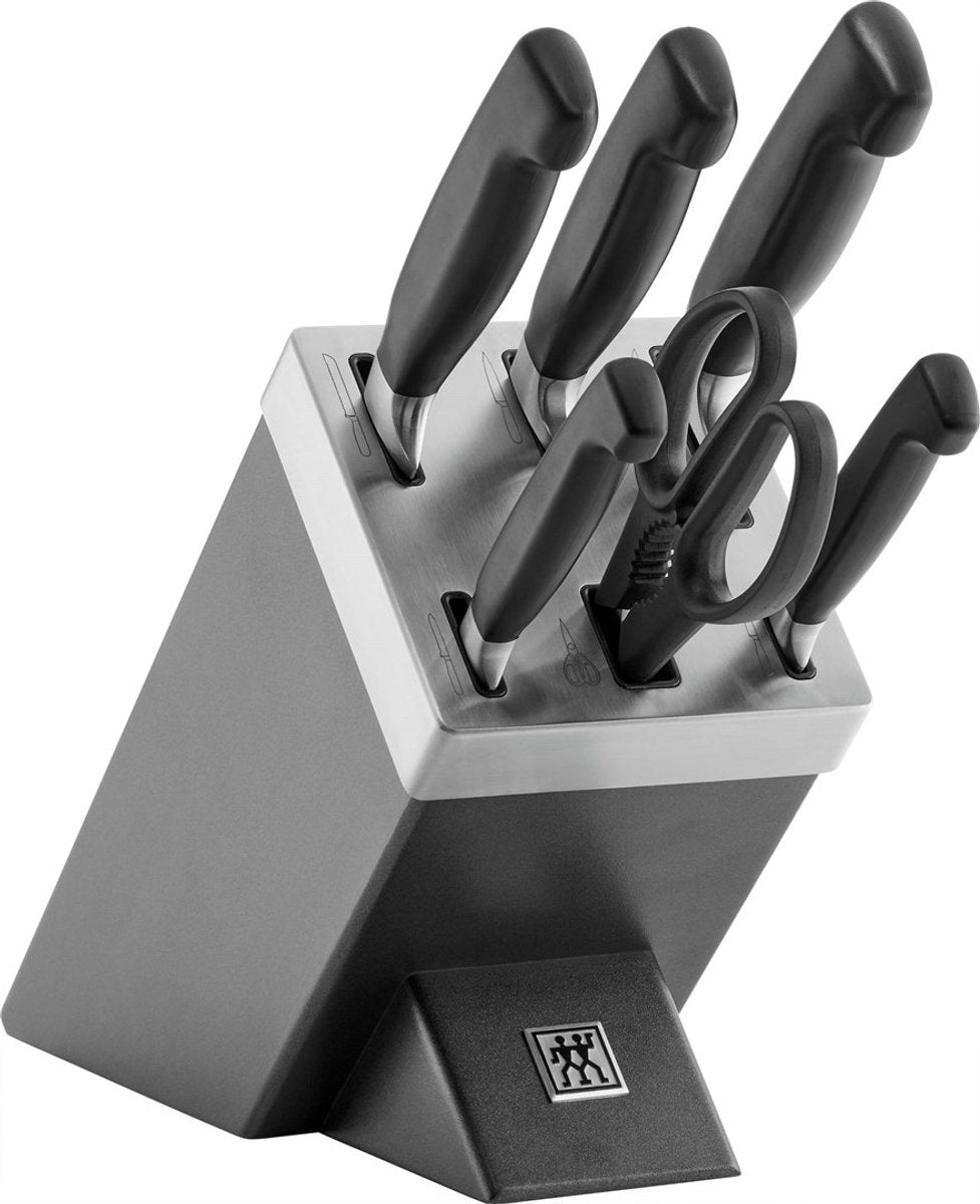 Zwilling Vier-Sterne-Serie – Messerset – selbstschärfender Block – 7-teilig – grau