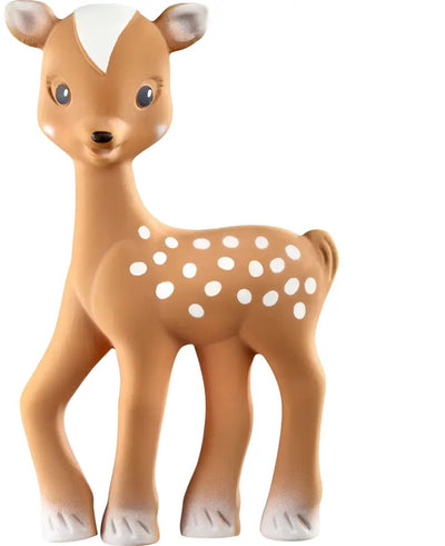 Sophie die Giraffe, Fanfan das Reh – Beißspielzeug – Beißspielzeug – Babyspielzeug – Mutterschaftsgeschenk – Babyparty-Geschenk – 100 % Naturkautschuk – ab 0 Monaten – 15,5 x 9 x 5 cm – braun