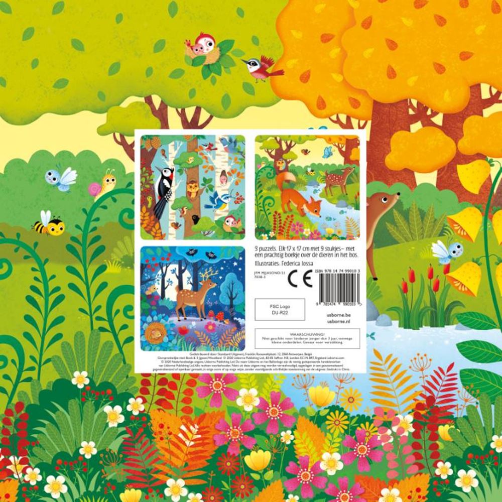 Buch mit 3 Rätseln, Tiere im Wald 3+