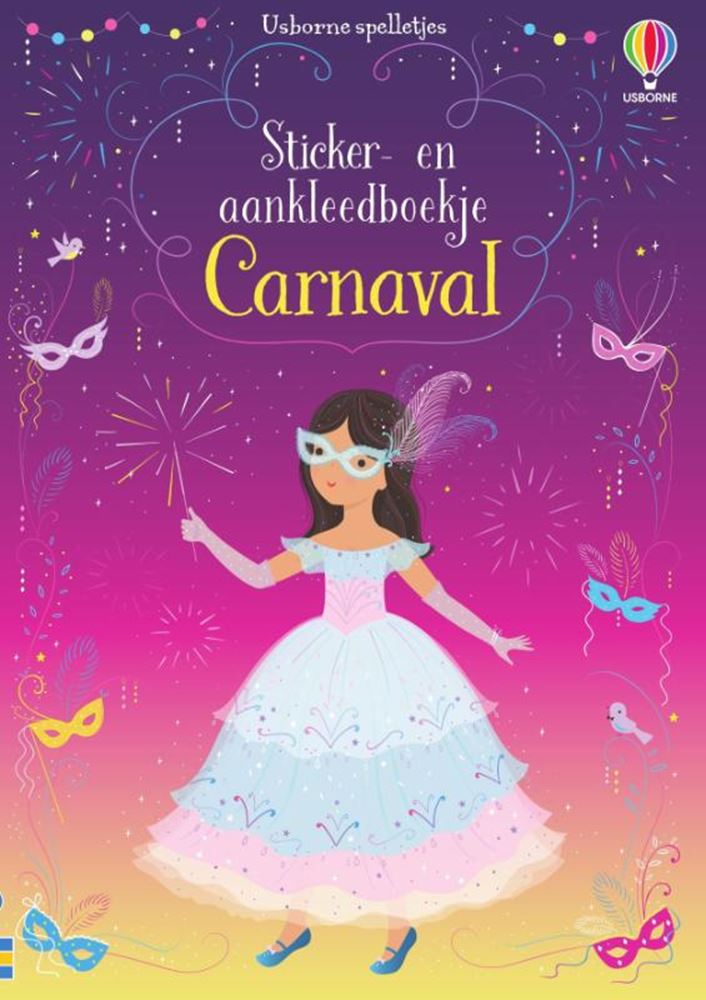 Karnevalsaufkleber und Verkleidungsheft.