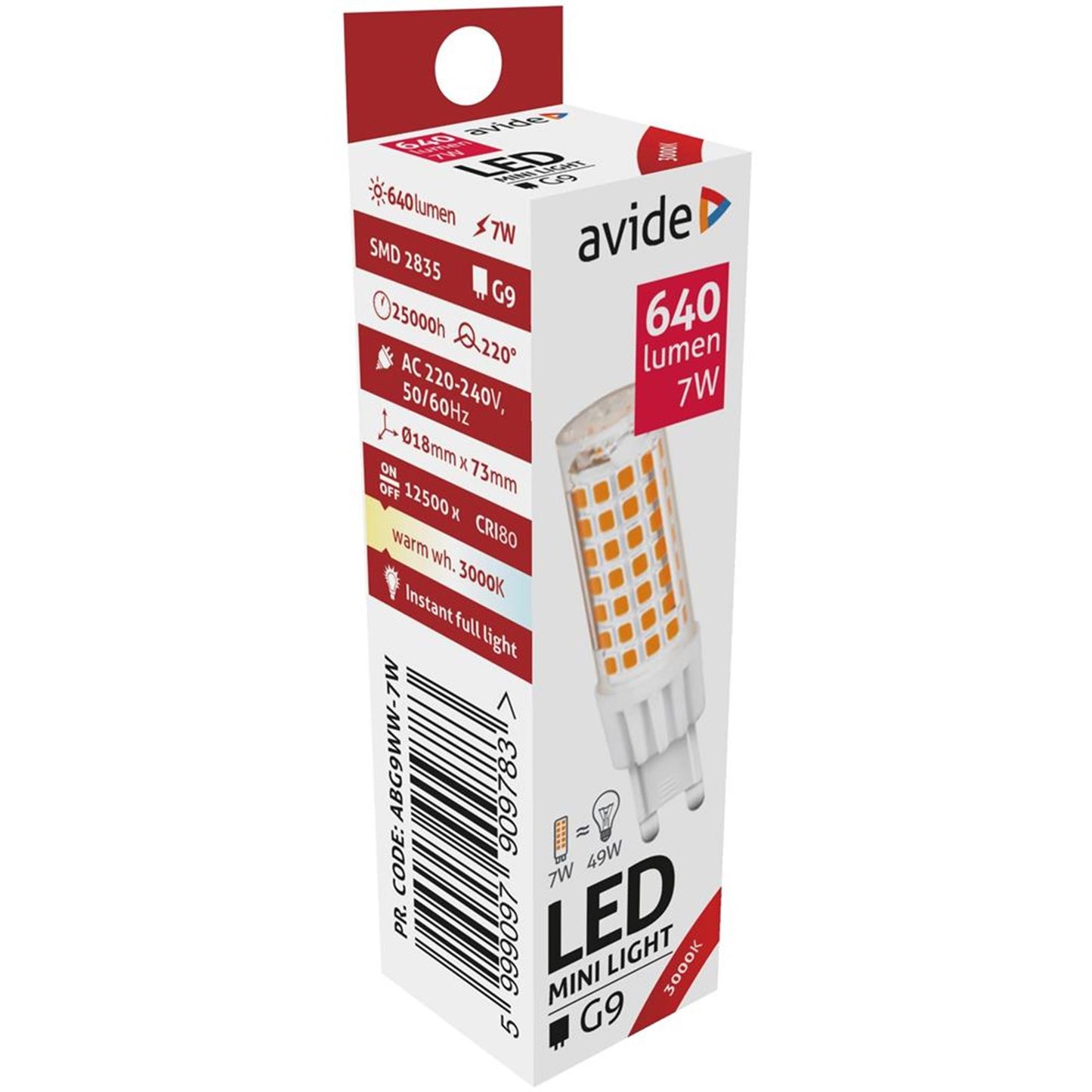 Avide LED G9 7W WW 3000K (640 Lumen)