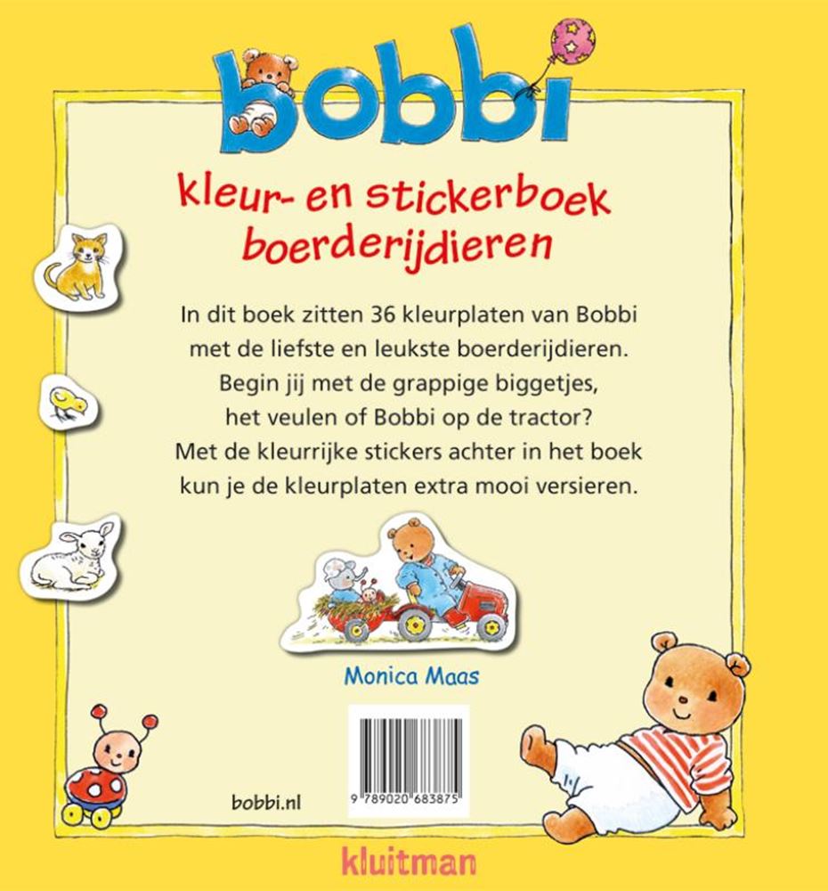 Herausgeber Kluitman Bobbi Colors Sticker Book Farm Diere