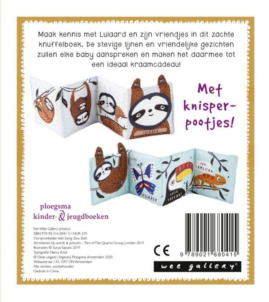 Kuschelbuch aus Stoff von Wee Gallery, Faultier