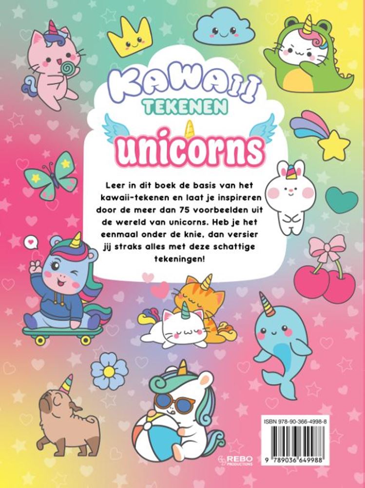 Rebo Publishers Kawaii zeichnet Einhörner, Freunde