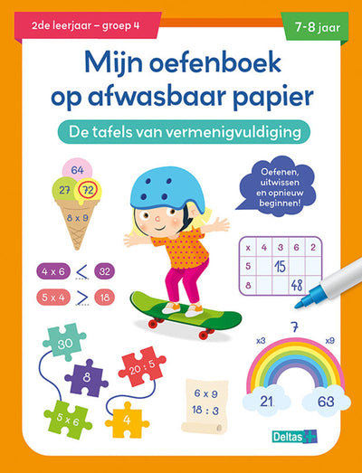 Deltas-Übungsbuch waschbarer Papiertabellen der Multiplikation (7-8 y).