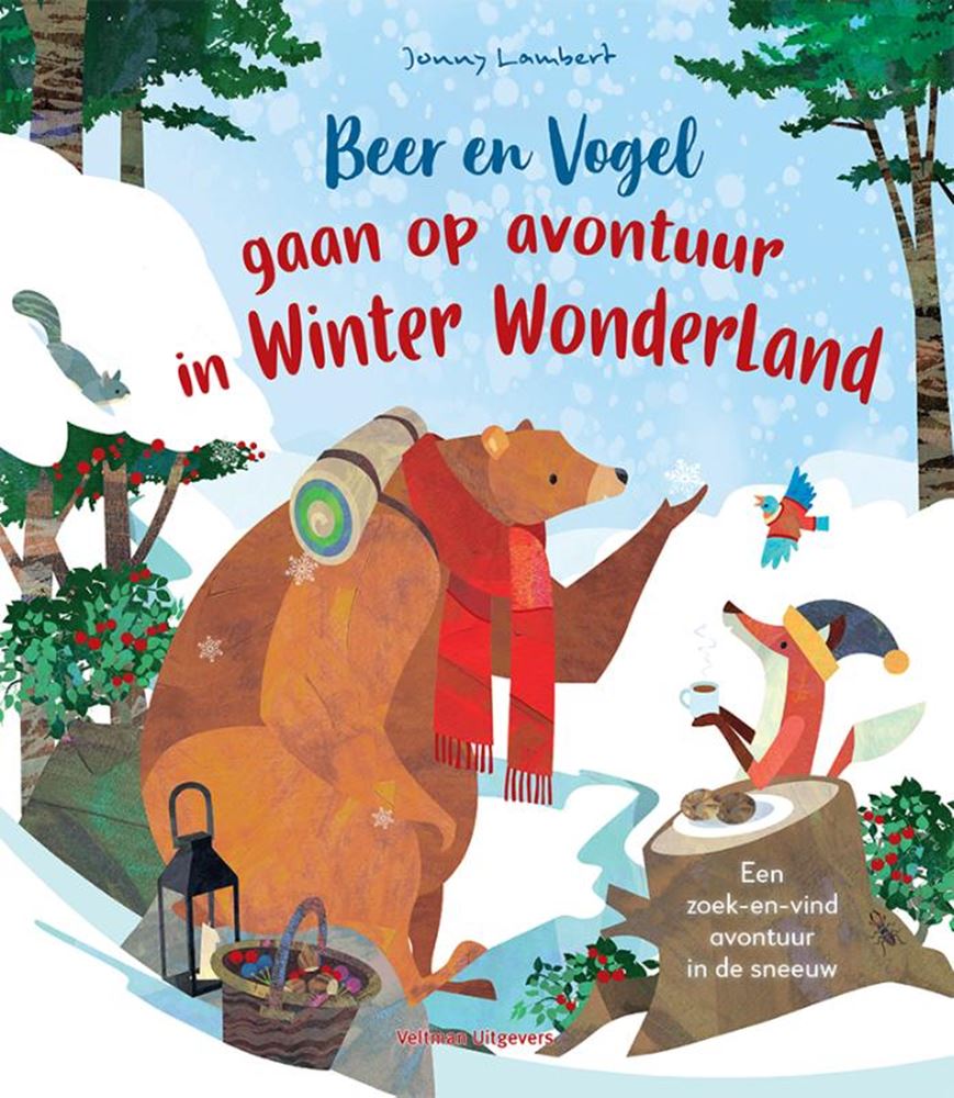 Bär und Vogel unternehmen im Winter ein Abenteuer