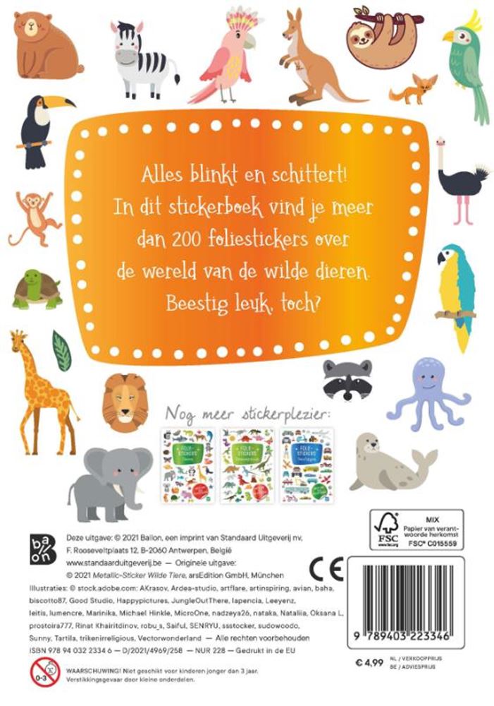 Standard-Publisher-Glitzerfolienaufkleber – wilde Tiere