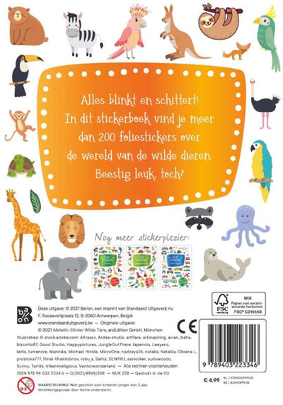 Standard-Publisher-Glitzerfolienaufkleber – wilde Tiere