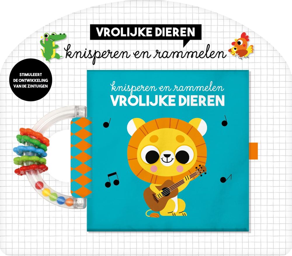 Imagebooks Knisterbuch + Rassel glückliche Tiere