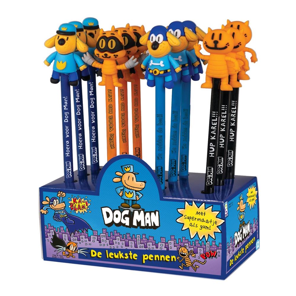Dsp. Hund Mann 3D Radiergummi + Stift. 12 Stück. 4 Achsen