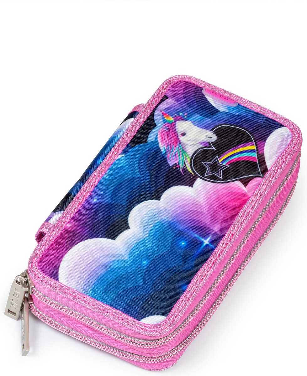 Jeva Federmäppchen Twozip Unicorn Heaven – gefülltes Federmäppchen mit Einhorn-Aufdruck