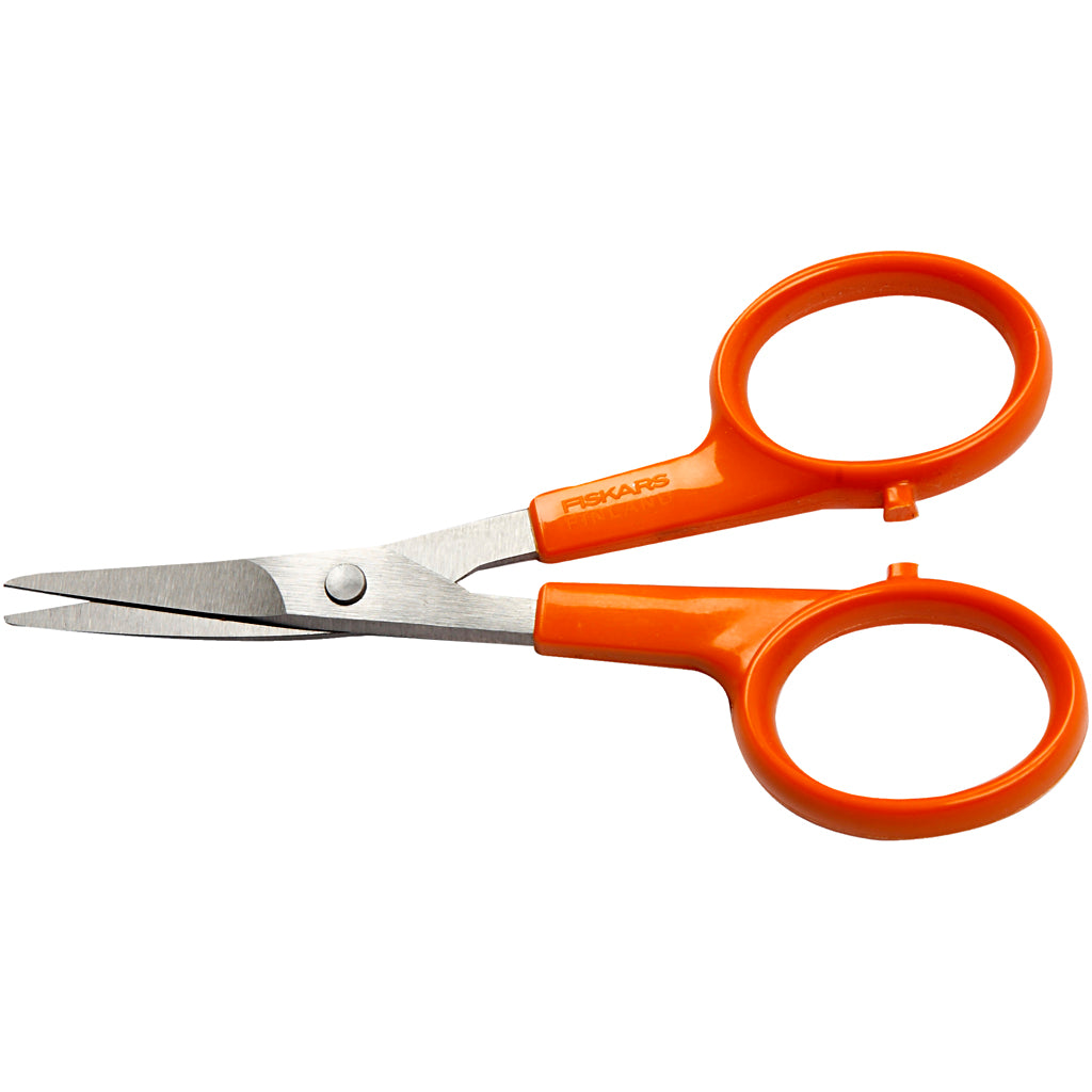 Fiskars klassische Präzisionsschere, L: 10 cm, gebogene Spitzen, 1 Stück