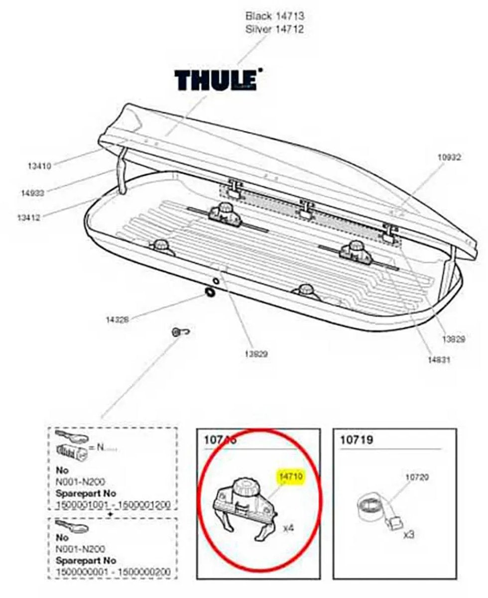 Thule Touring Fastclick Dachbox-Klemme Ersatzteil schwarz
