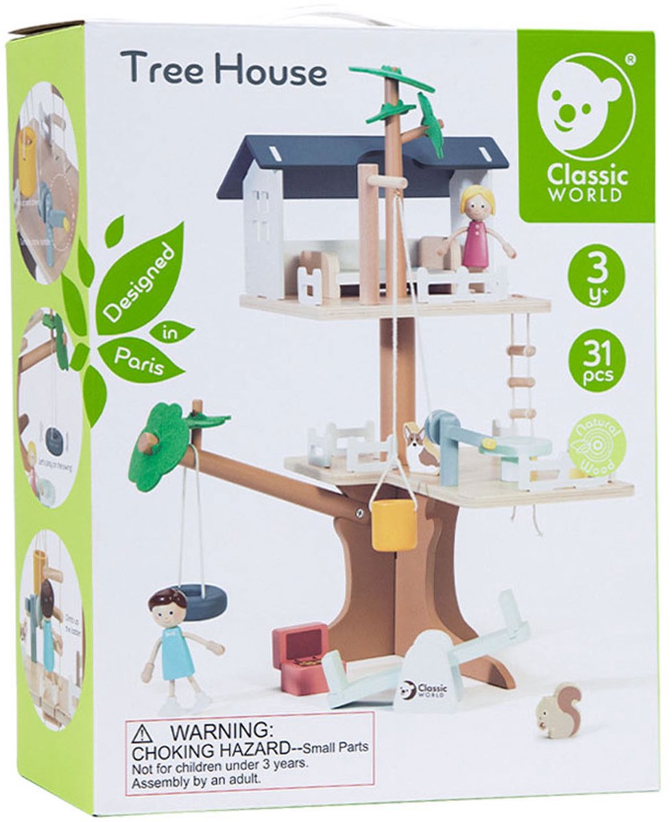 Klassische Welt der Welt Wooden Poppenhuis Boomhut, 31dlg.
