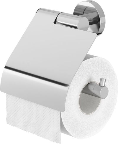 Tiger Boston - Toilettenpapierhalter mit Klappe - Toilettenpapierhalter - ohne Bohren - Bohren oder Kleben - Edelstahl poliert
