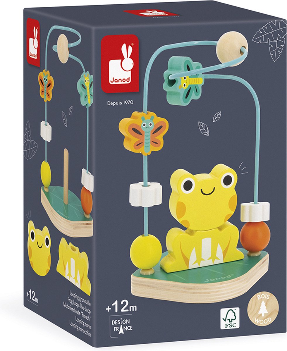 Janod - Tropik - Frosch mit Perlenstruktur - 2-in-1-Aktivitätsspielzeug