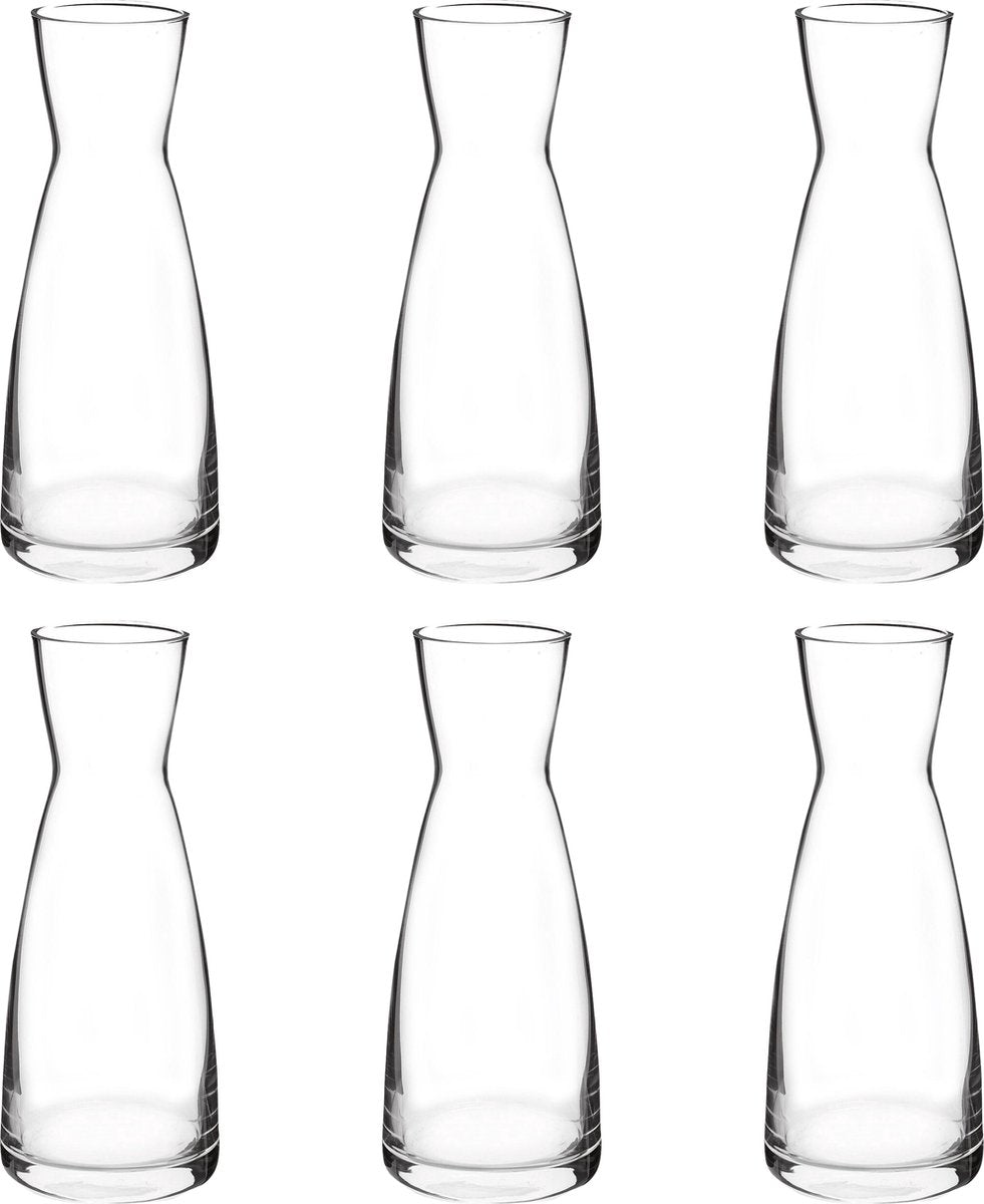 Bormioli Rocco Set mit 6 Karaffen – 1 l – Glas – hochwertige Glas-Ausgießflaschen für Getränke und Saft