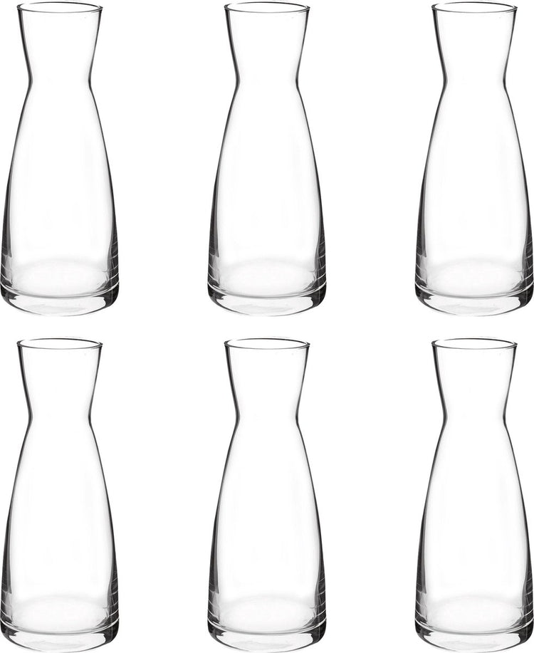 Bormioli Rocco Set mit 6 Karaffen – 1 l – Glas – hochwertige Glas-Ausgießflaschen für Getränke und Saft
