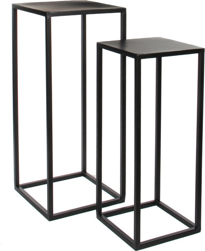 Mica Dekorationen Beistelltische Goa – 2 Stück – Metall – Schwarz – 70 cm – Pflanzenhalter Pflanzentisch – Wohnaccessoires