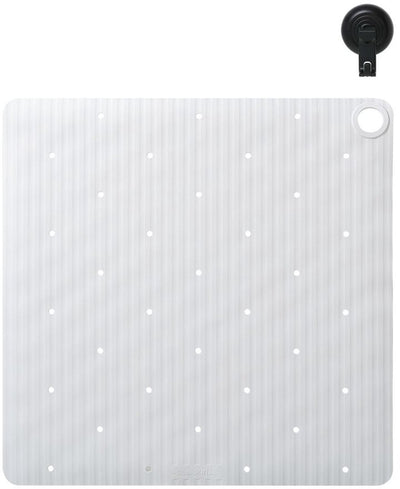 Sealskin Ribb – rutschfeste Duschmatte 55 x 55 cm – weiß – inklusive schwarzem Haken