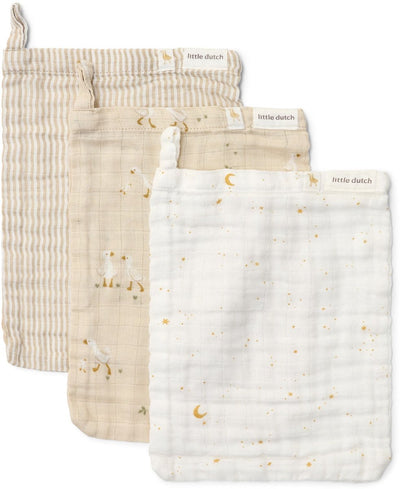 Little Dutch Waschlappen-Set – Beige – Newborn Naturals – Kleine Gans