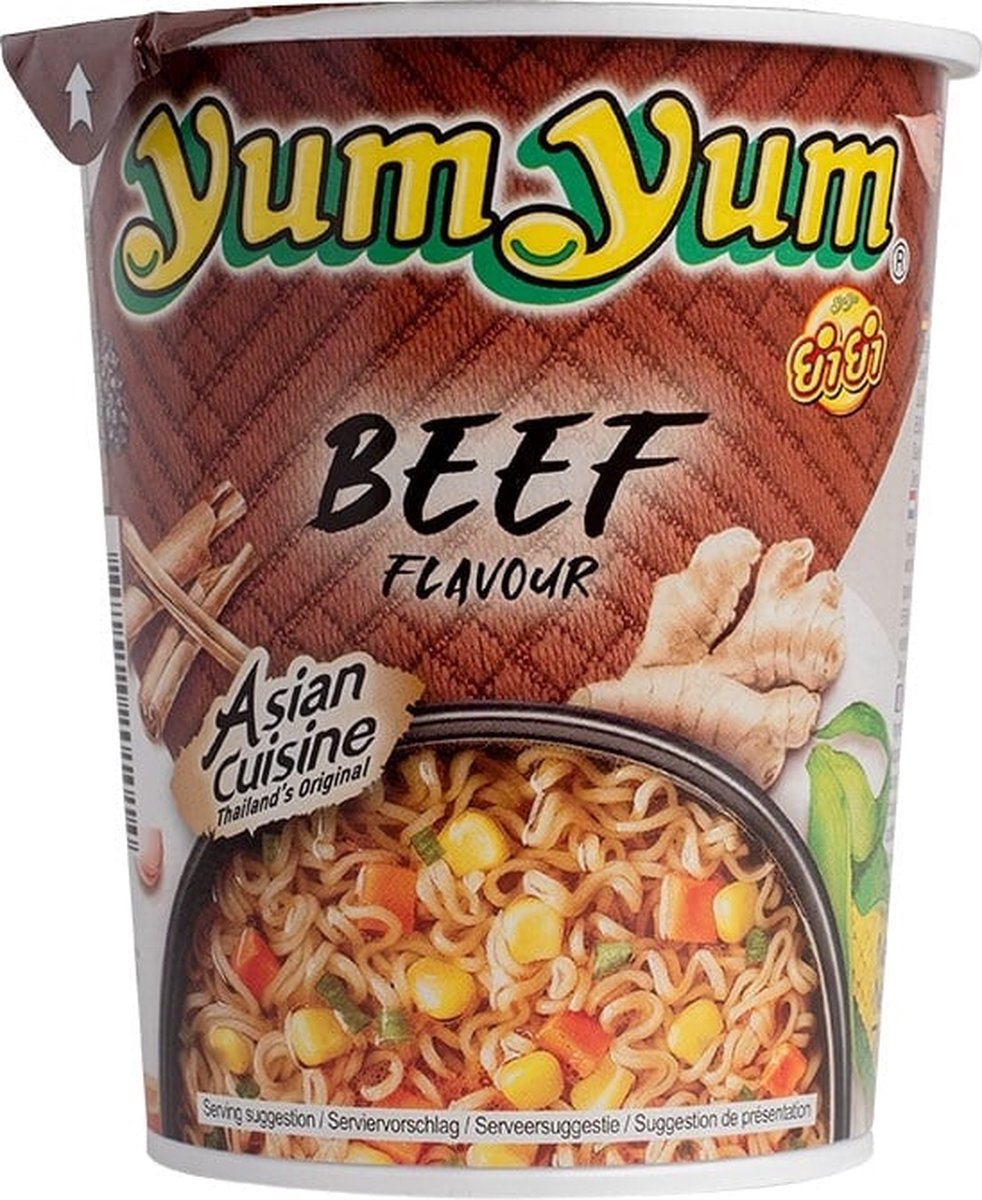 Yum Yum Instant-Cup-Nudeln mit Rindfleisch – 12 x 70 g – Vorteilspackung