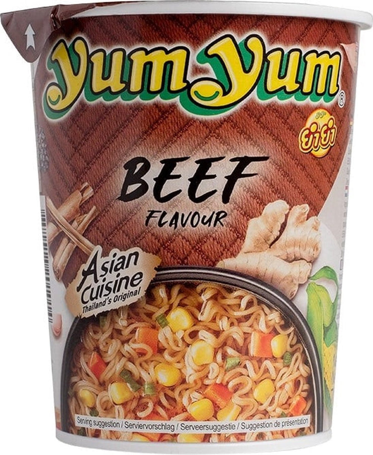 Yum Yum Instant-Cup-Nudeln mit Rindfleisch – 12 x 70 g – Vorteilspackung