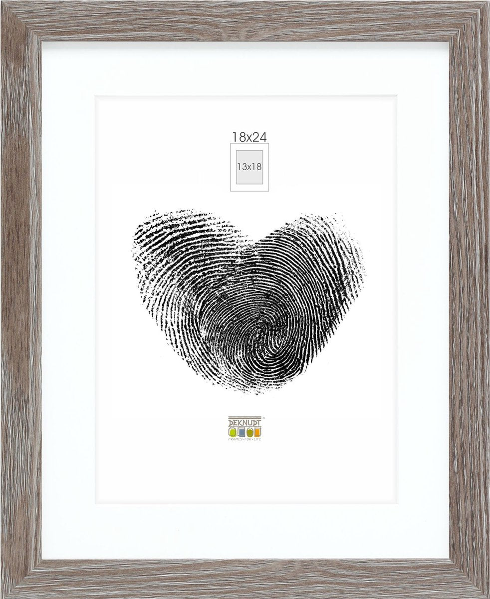 Deknudt Frames Fotorahmen – Grau mit Passepartout – 13x18 18x24 cm