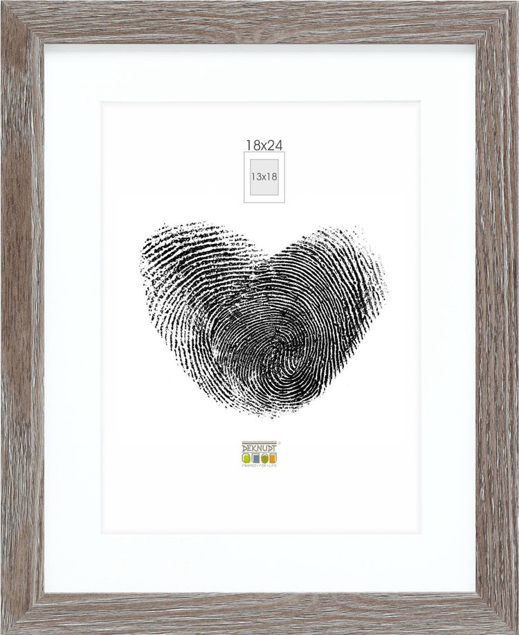 Deknudt Frames Fotorahmen – Grau mit Passepartout – 13x18 18x24 cm