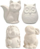 Creativ Company Tier-Spardose, Eule, Fuchs, Igel, Hase, H: 9-10 cm, weiß, 4 Stück 1 Box