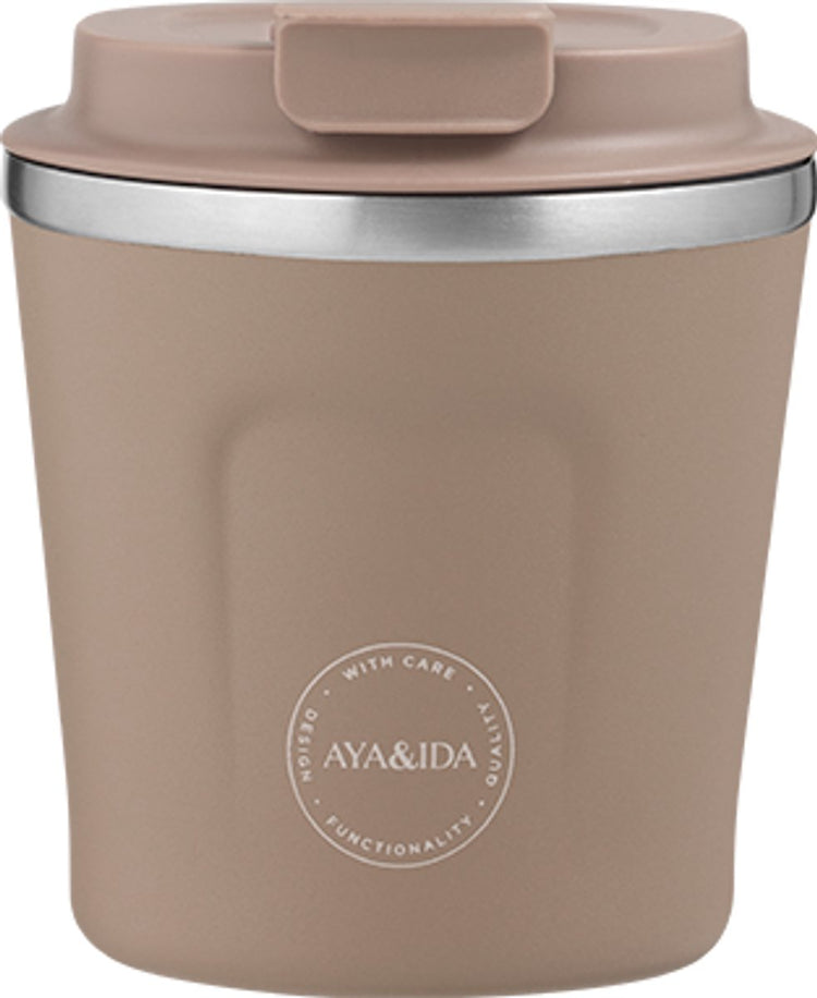 Aya ida aya ida - cup2go - Kaffeetasse - Coffee to go - Reisebecher - zum Mitnehmen - 240ml - staubbraun neu