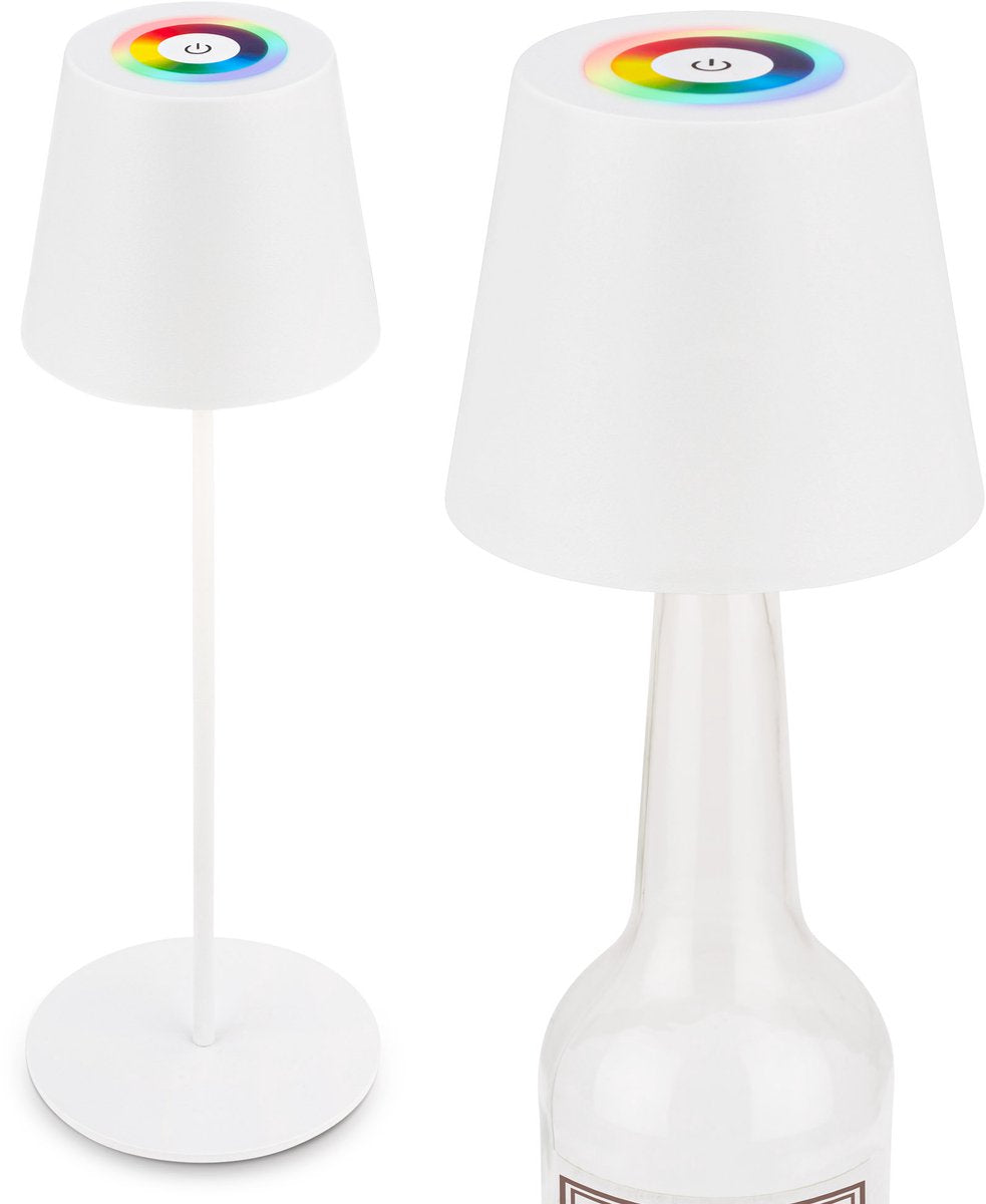 Briloner Calida – wiederaufladbare Tischleuchte – dimmbar – für drinnen und draußen – 3 in 1 – RGBW – IP44 – kabellos – höhenverstellbar – 36 x ø 10,5 cm – weiß