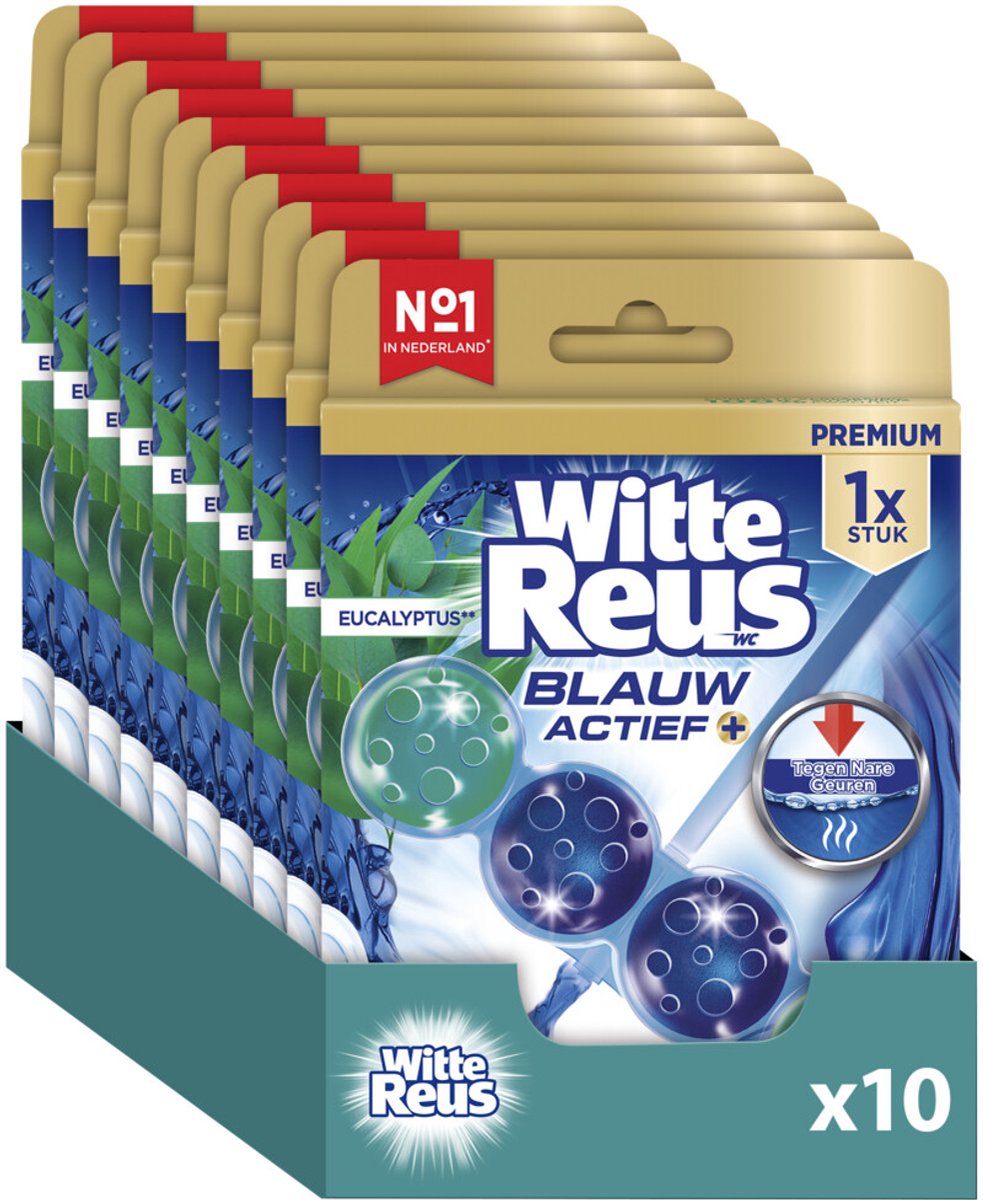 Weißer riesiger blauer aktiver Eukalyptus-Toilettenblock 50 g – Toilettenblöcke – Vorteilspackung – 10 Stück