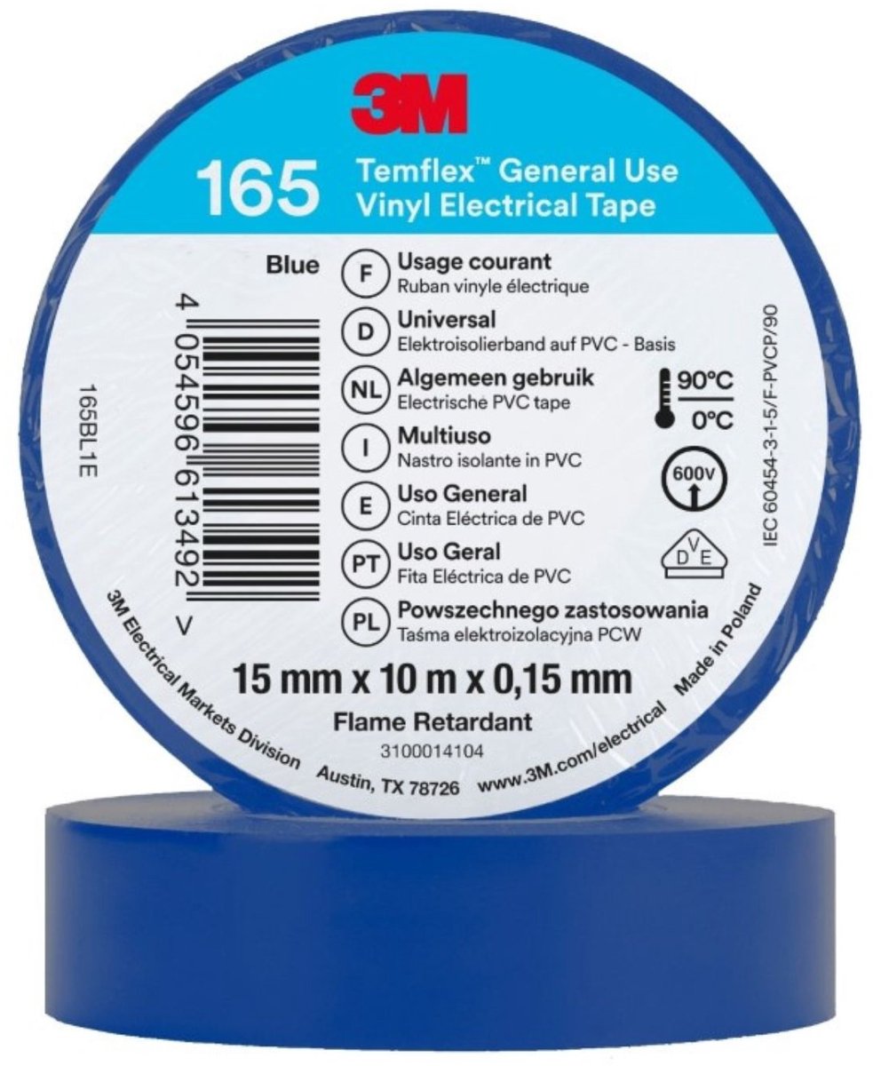 3 m Temflex – Vinyl-Isolierband 165 – 0,15 mm – blau