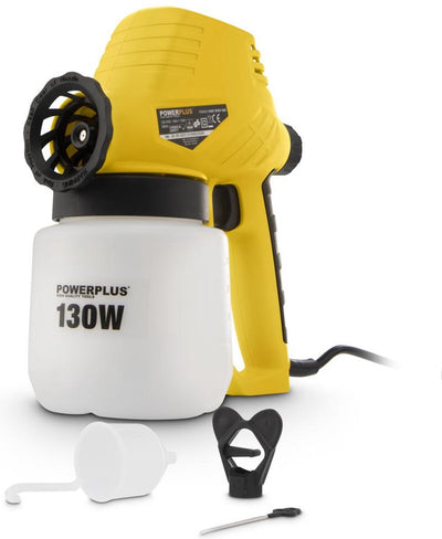 Powerplus elektrische Lackierpistole powx351 – 130 W Farbspritzpistole mit 800 ml – für Grundierung, Farbe, Lack, Öl und Beize