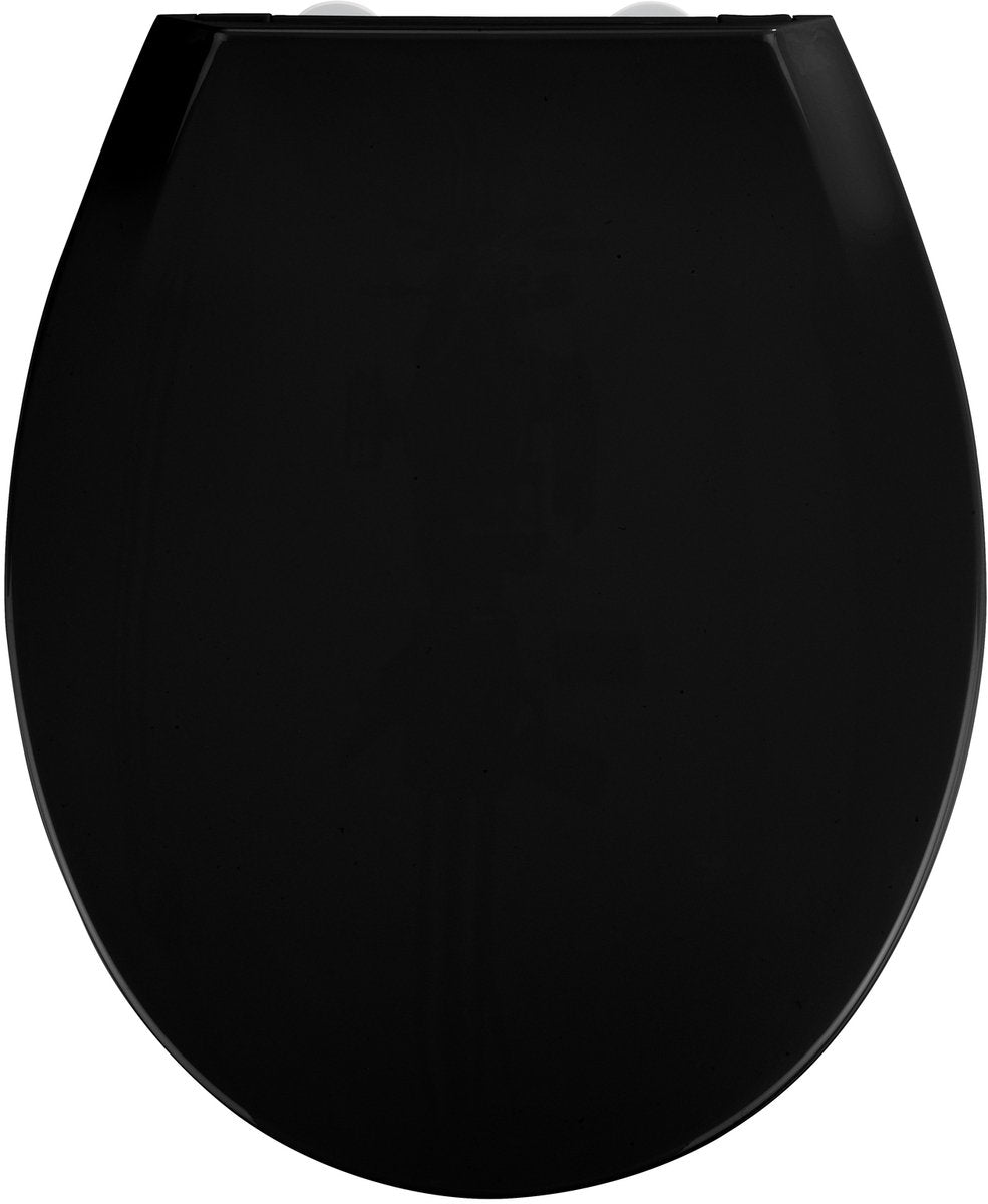 Wenko WC-Sitz Kos – schwarzer Thermoplast – Easy-Close-Soft-Close-Verschluss – Fix-Clip-Befestigung abklickbar – WC-Sitz – WC-Sitz – WC-Sitz schwarz