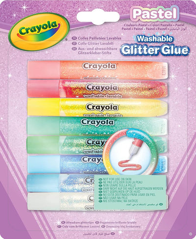 Crayola - Pastell - Bastelkleber - waschbarer Glitzerkleber Pastellfarben - 8 Stück - für Kinder