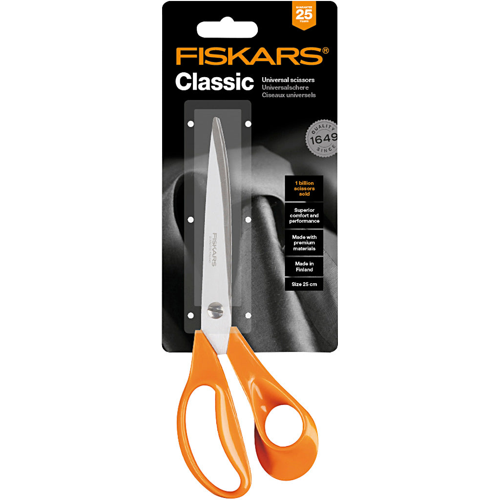 Fiskars klassische Stoffschere, L: 25 cm, Rechtshänder, 1 Stück