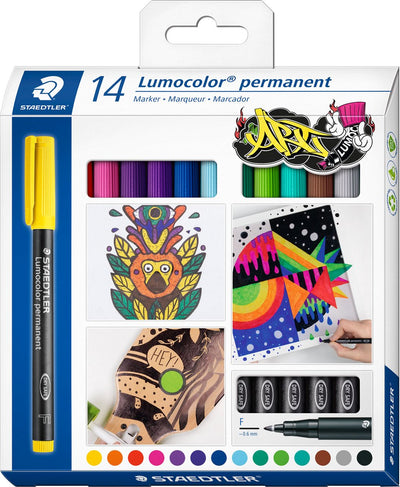 Staedtler lumocolor permanent pen f - set with 14 colors