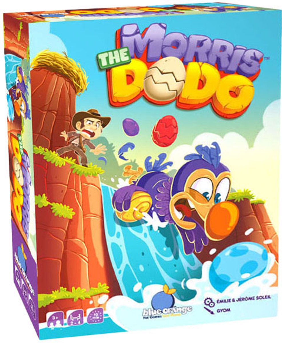 Geronimo-Spiele, blau-oranges Brettspiel, Morris der Dodo