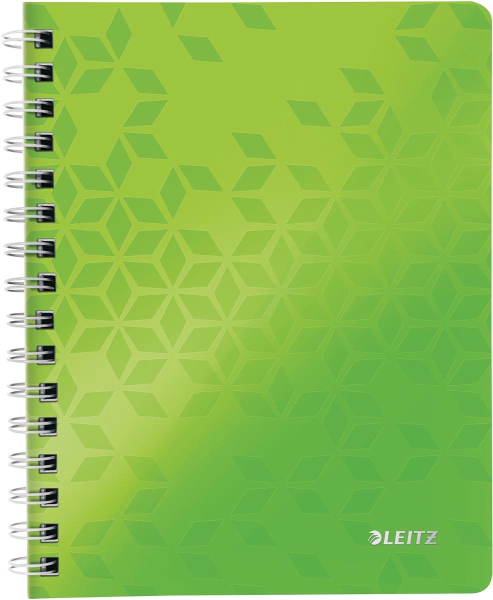 Leitz wow A5-Notizbuch mit Spiralbindung und Kunststoffeinband – 80 Blatt – kariert – FSC-zertifiziert – grün