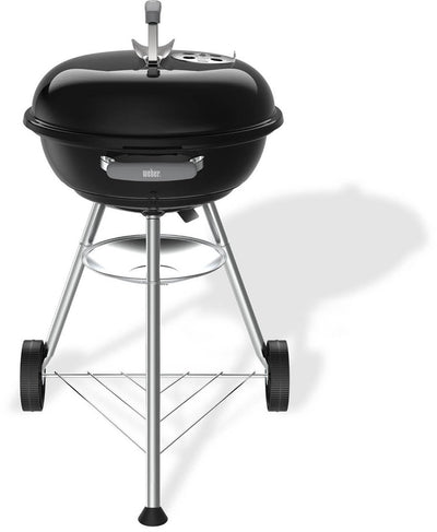 Kompakter Weber-Wasserkocher – Grillrost ø 47 cm – Holzkohlegrill – Schwarz – Ascheauffangschale – 2 langlebige, wetterbeständige Räder – praktischer Deckelhaken – kratz- und rostbeständig