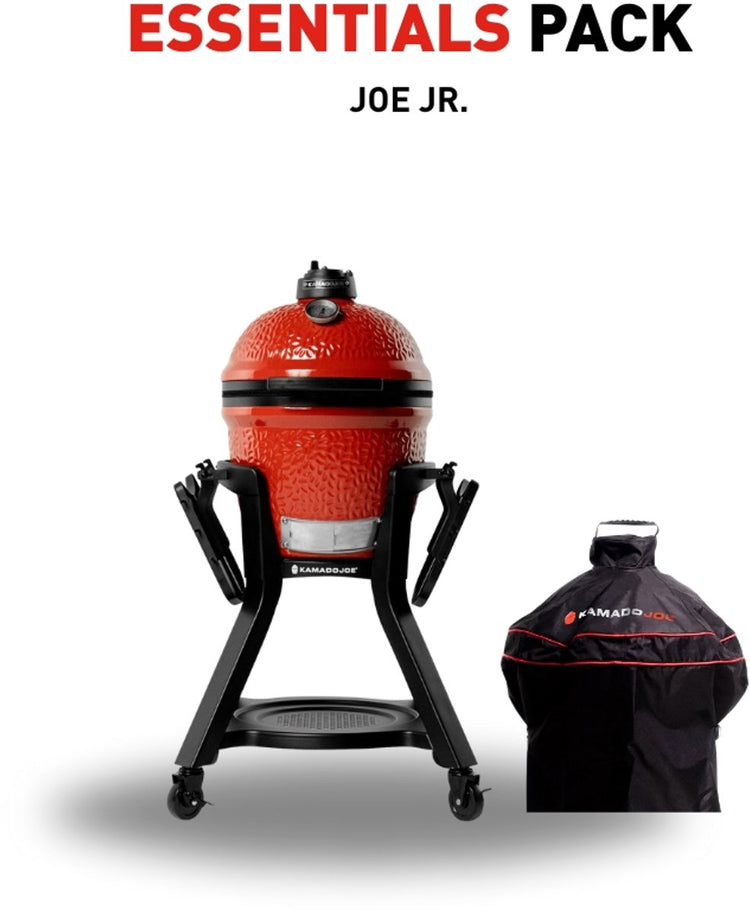 Kamadojoe kamado joe® Joe Junior Komplettset – kompakter Keramik-Kamado-Grill ø34 cm mit Sockel und Abdeckung – Holzkohlegrill für Balkon, Camping und Terrasse