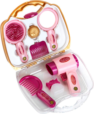 Klein Toys Princess Coralie Friseurkoffer – inkl. Spielzeug-Haartrockner und Haarwerkzeuge – 21,5 x 8,5 x 19 cm – rosa