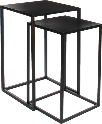 Glimmerdekorationen 2x Beistelltische Pflanzenständer Goa 35 x 35 x 55 cm - Pflanzenhalter aus schwarzem Metall Pflanzentisch - Wohnaccessoires
