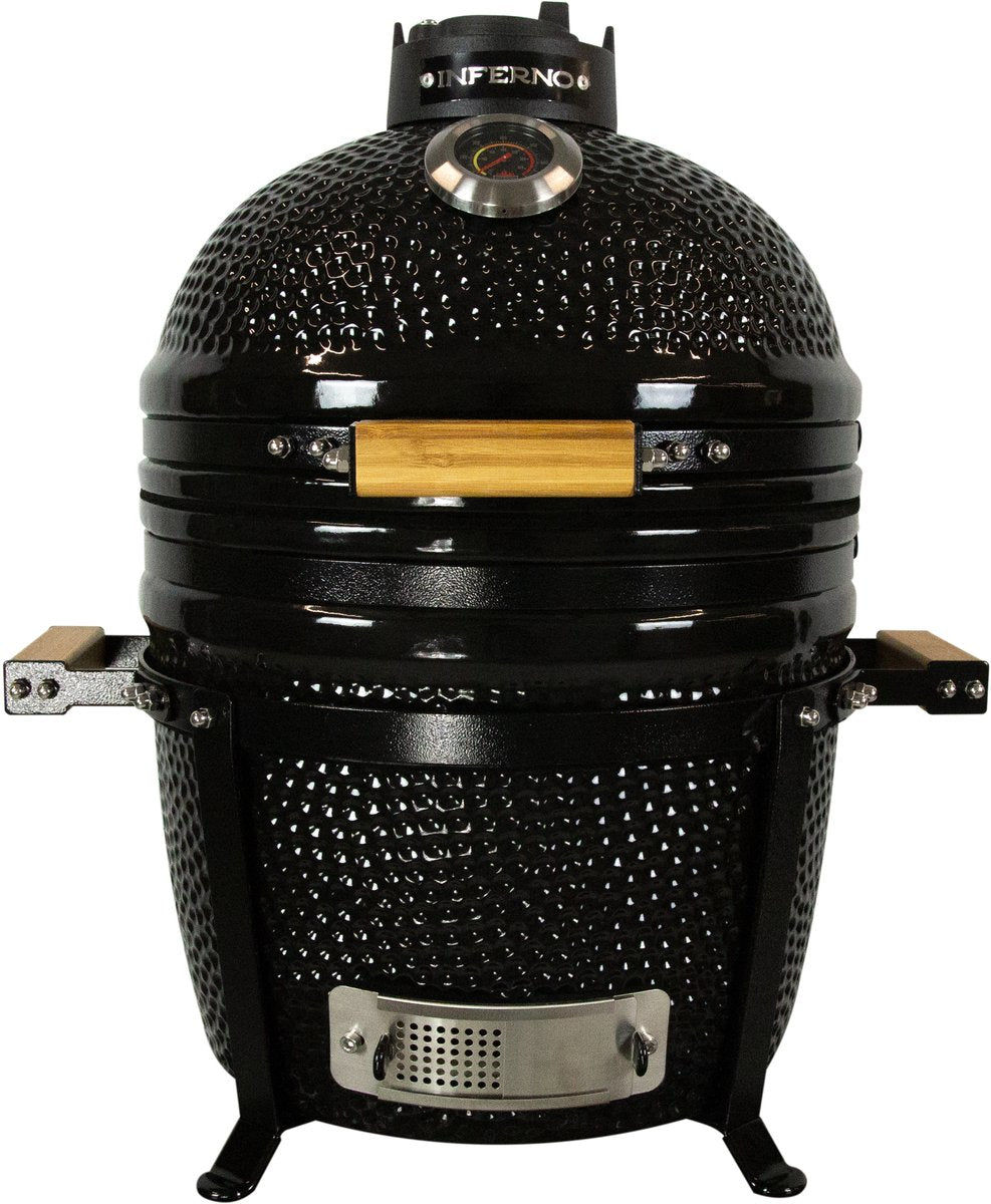 Inferno kompakter Kamado-Grill – Grillfläche 34 cm 13 Zoll – Schwarz