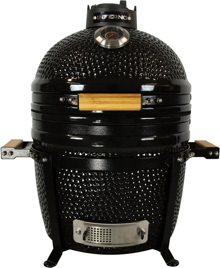 Inferno kompakter Kamado-Grill – Grillfläche 34 cm 13 Zoll – Schwarz