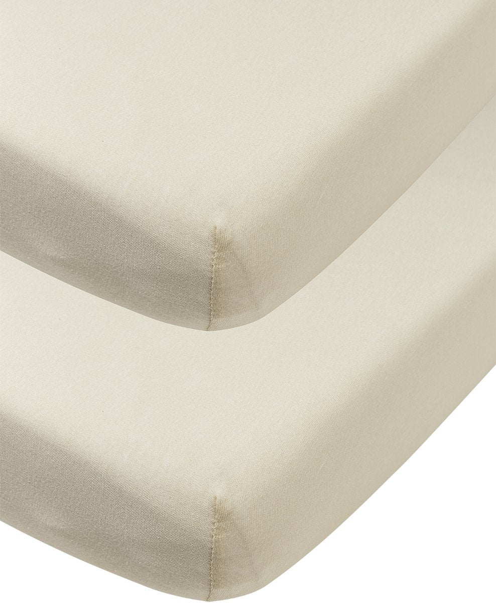 Meyco Baby Uni Spannbettlaken Beistellbett – 2er-Pack – Jersey – weicher Sand – 50 x 90 cm