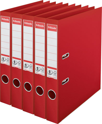 Esselte Nr. 1 Vivida-Ordner – Rückenbreite 50 mm – Vorteilspackung (5 Stück) – rot