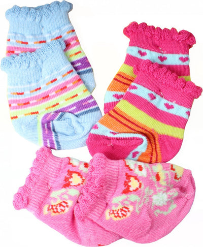 Puppensocken gefärbt, 3 Paare, 35-46 cm